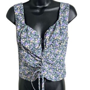 Bailey Rose floral ruched crop top with a tie front Size Large